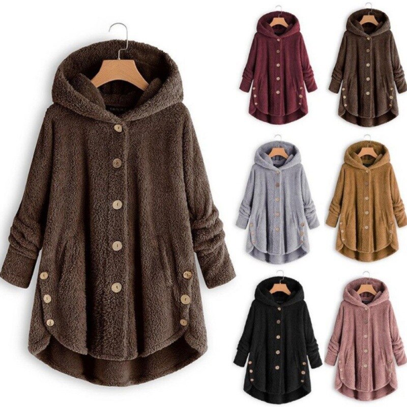 Valenzora Kapuzenmantel für Damen aus warmer Wolle.