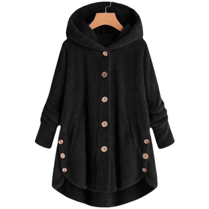 Valenzora Kapuzenmantel für Damen aus warmer Wolle.