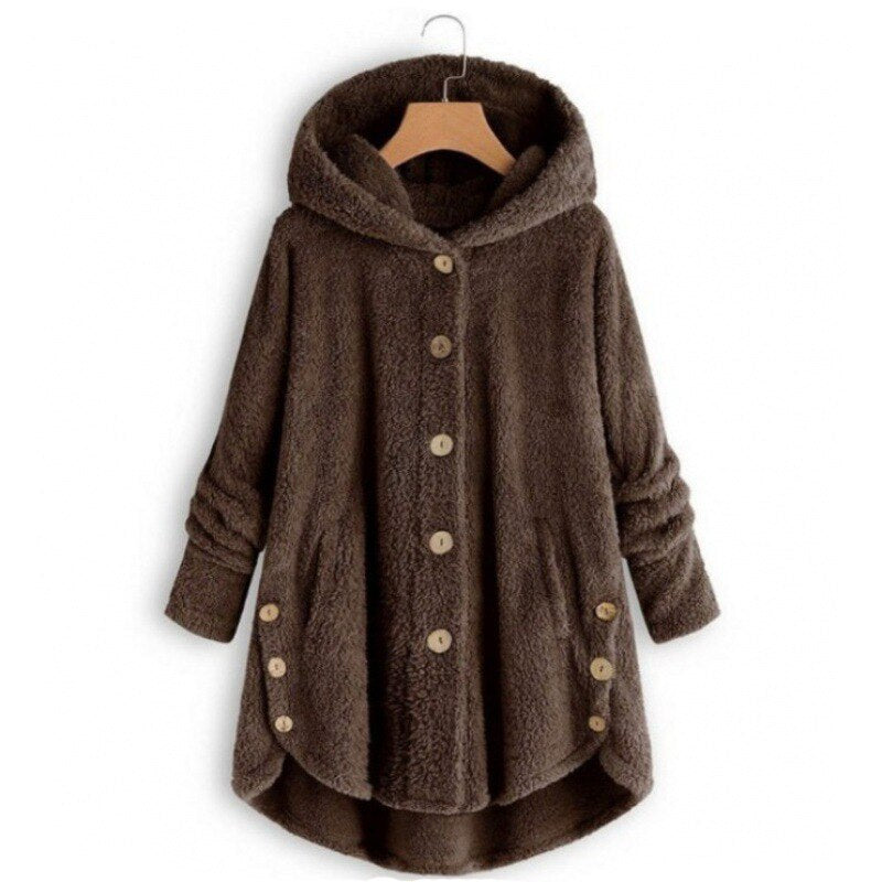 Valenzora Kapuzenmantel für Damen aus warmer Wolle.