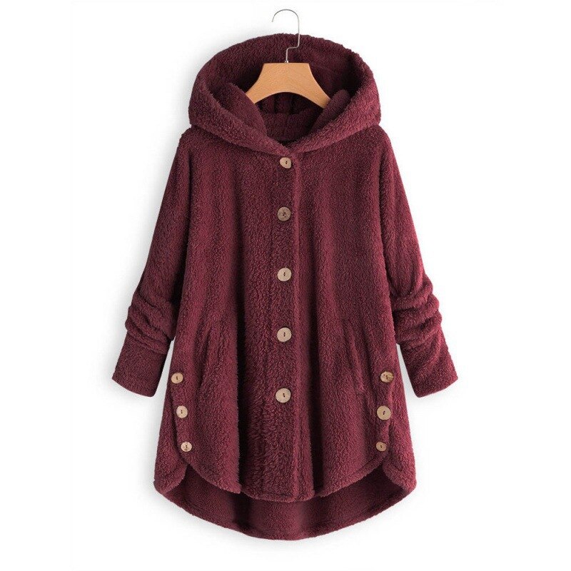 Valenzora Kapuzenmantel für Damen aus warmer Wolle.