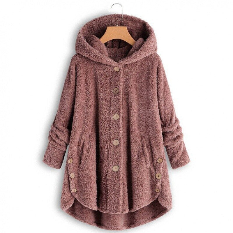 Valenzora Kapuzenmantel für Damen aus warmer Wolle.