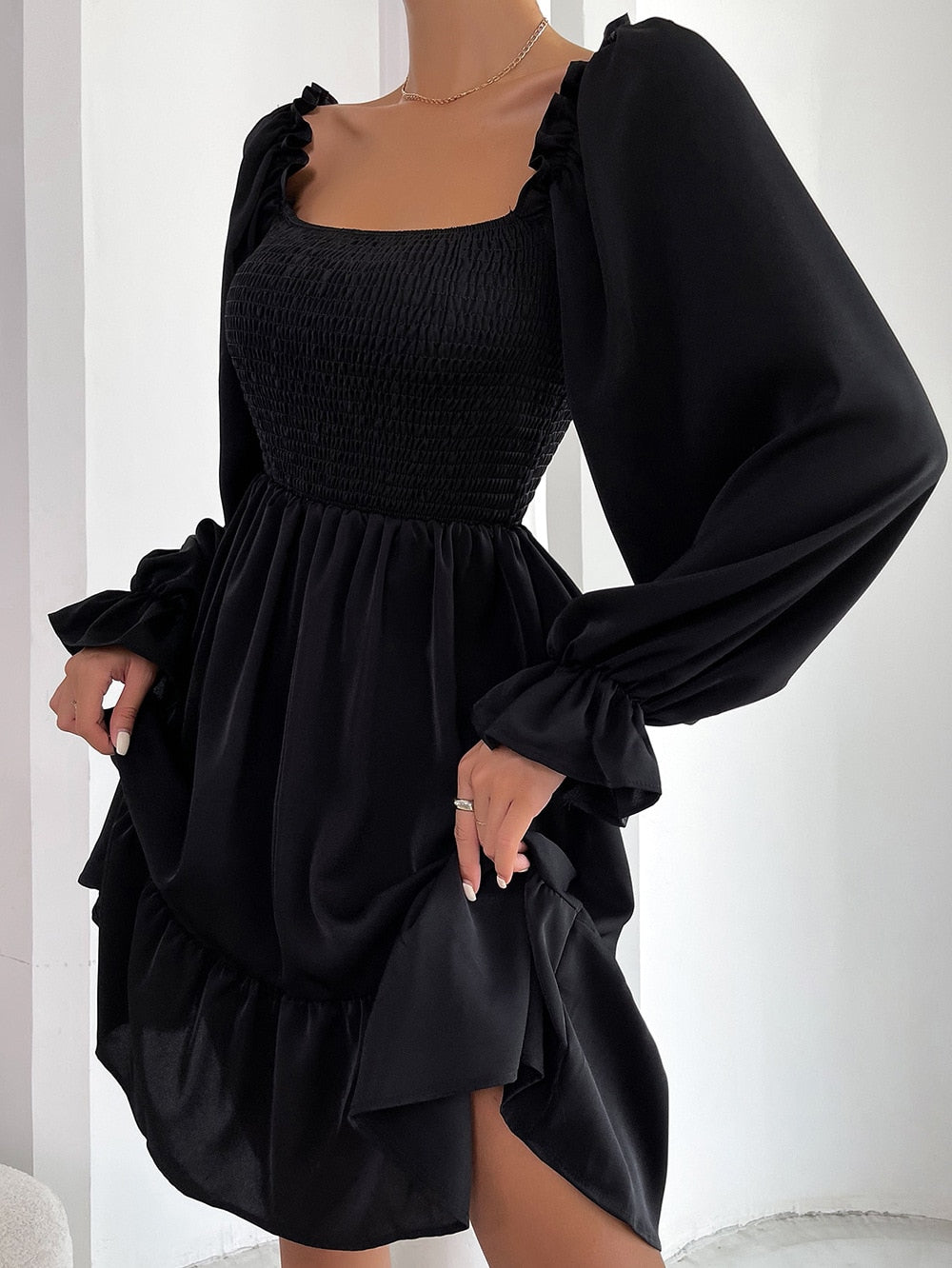 Dress - Radiate feminine elegance in this ruffled mini dress!