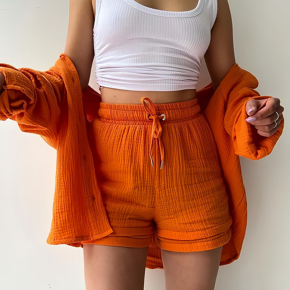 Valenzora | Sun protection shirt set for women (long-sleeved shirt + shorts)