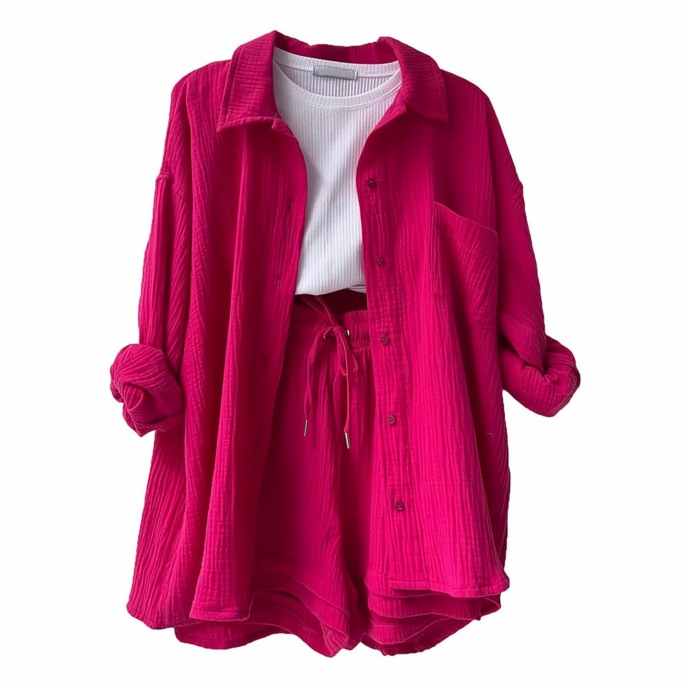 Valenzora | Sun protection shirt set for women (long-sleeved shirt + shorts)
