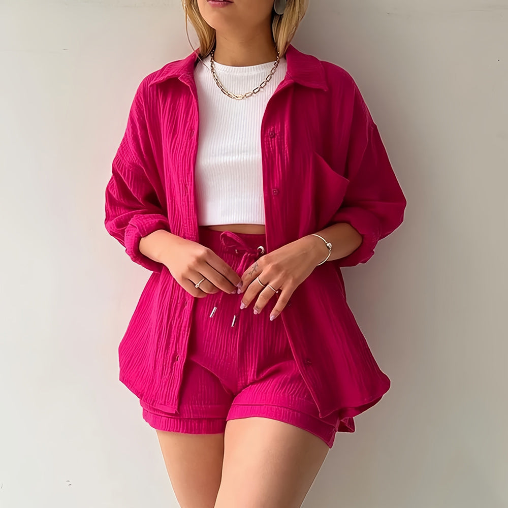 Valenzora | Sun protection shirt set for women (long-sleeved shirt + shorts)