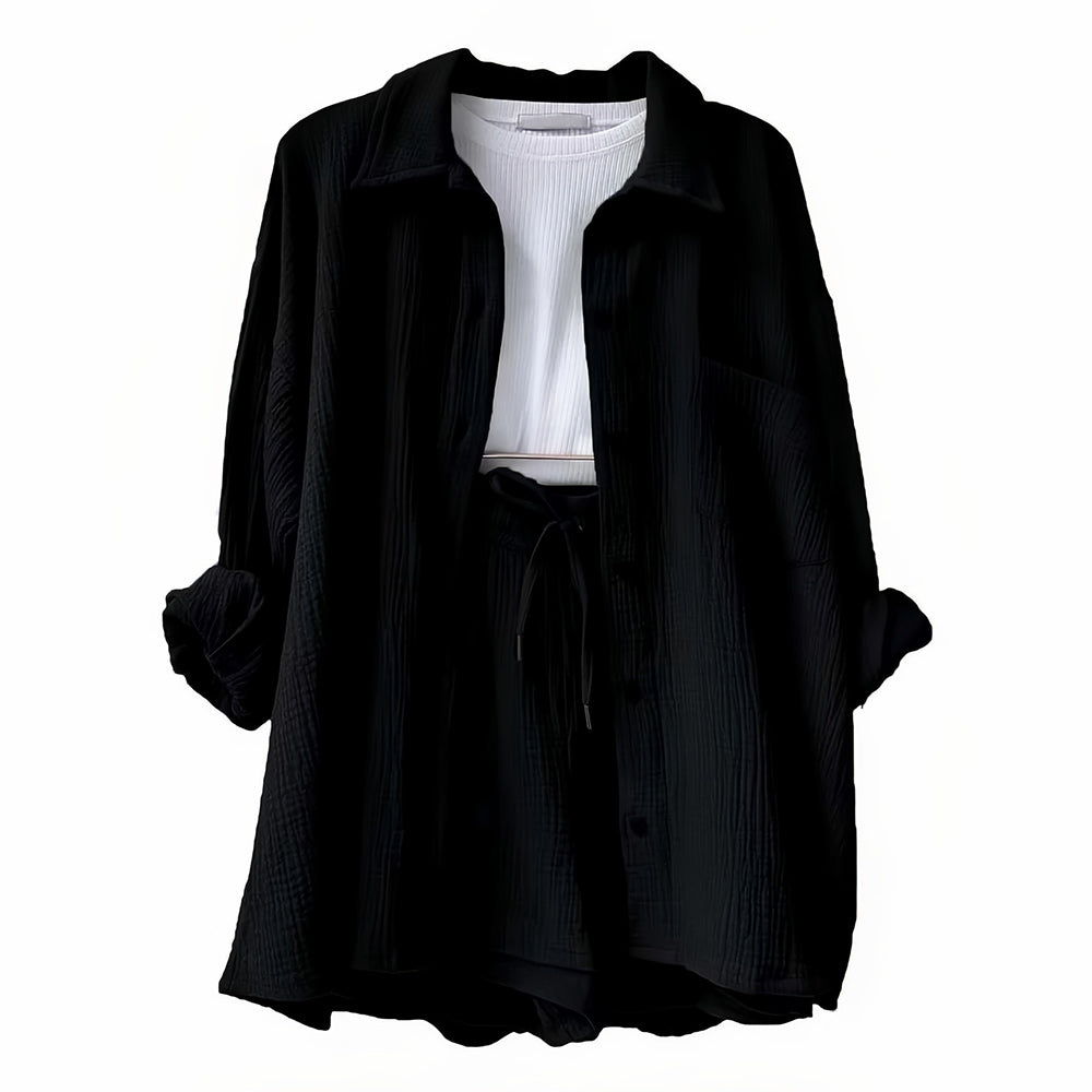 Valenzora | Sun protection shirt set for women (long-sleeved shirt + shorts)