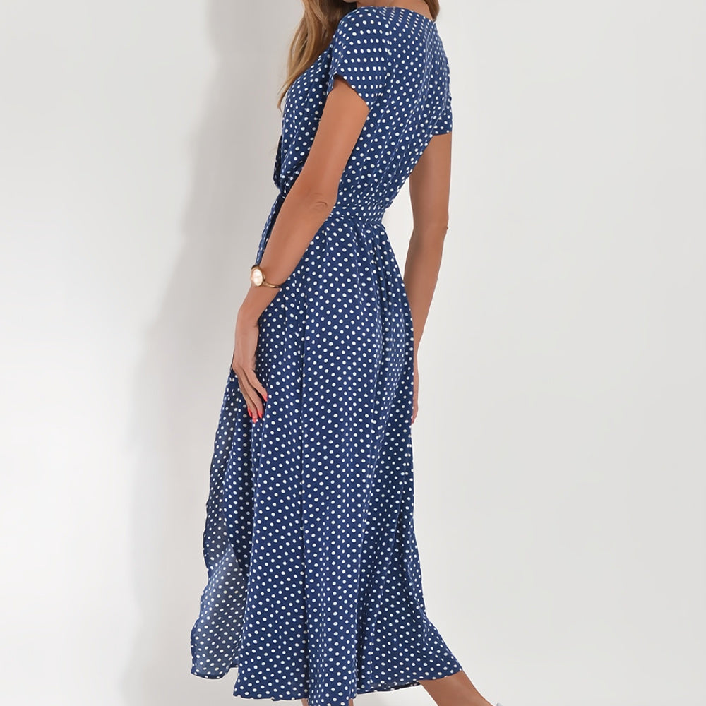 Valenzora | Printed V-neck summer dress with slit