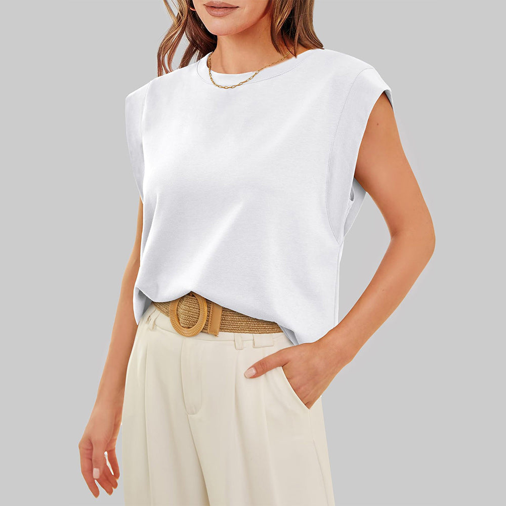 Valenzora | Women's Spring and Summer Round Neck Sleeveless T-Shirt