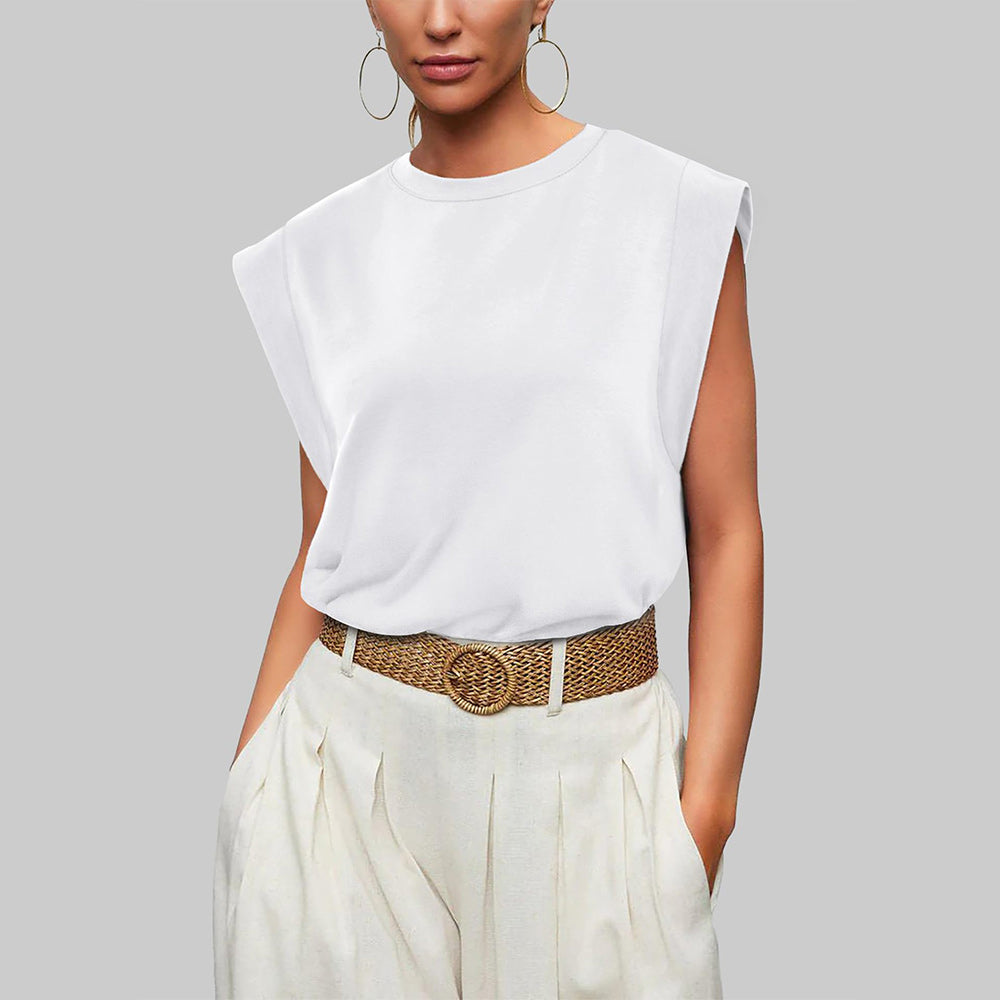 Valenzora | Women's Spring and Summer Round Neck Sleeveless T-Shirt