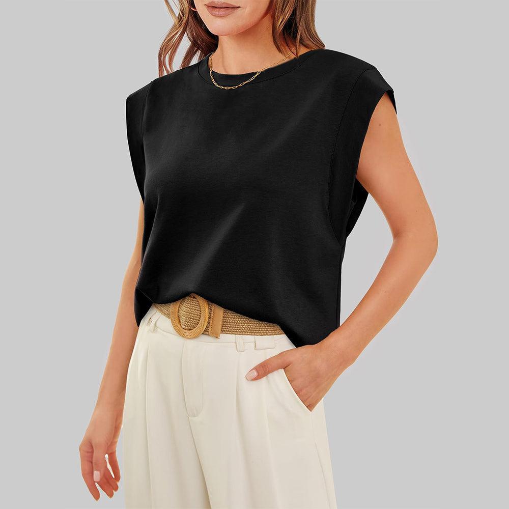 Valenzora | Women's Spring and Summer Round Neck Sleeveless T-Shirt