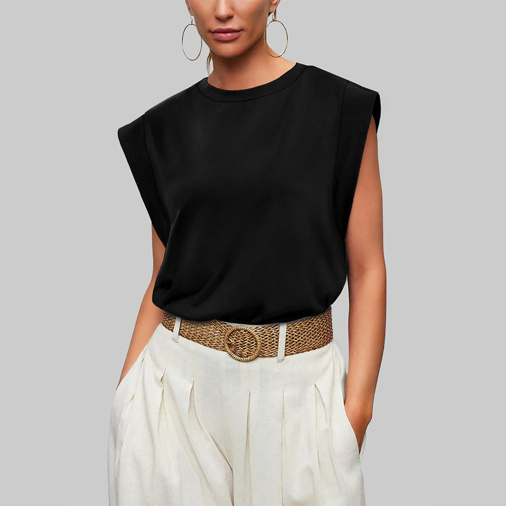 Valenzora | Women's Spring and Summer Round Neck Sleeveless T-Shirt