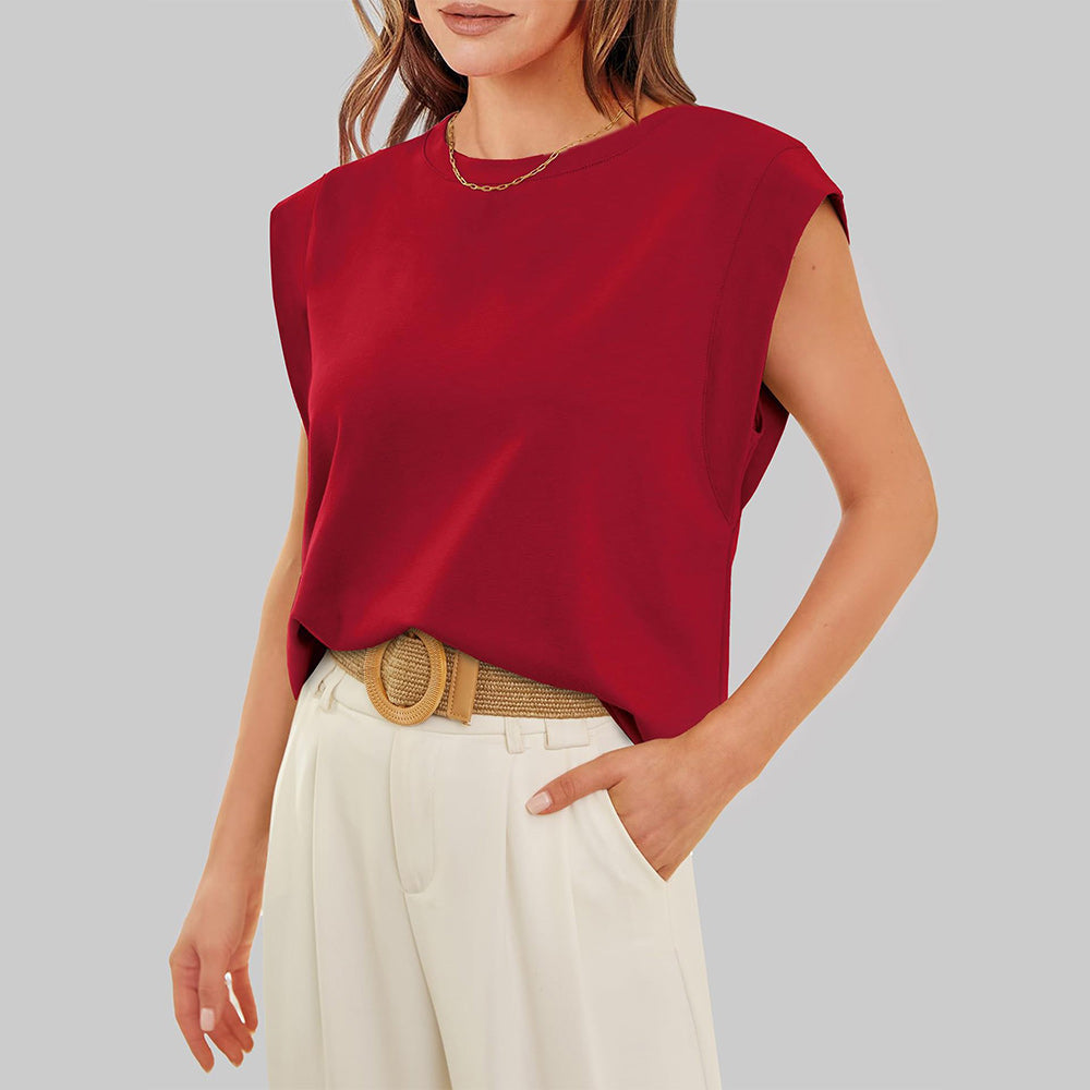 Valenzora | Women's Spring and Summer Round Neck Sleeveless T-Shirt
