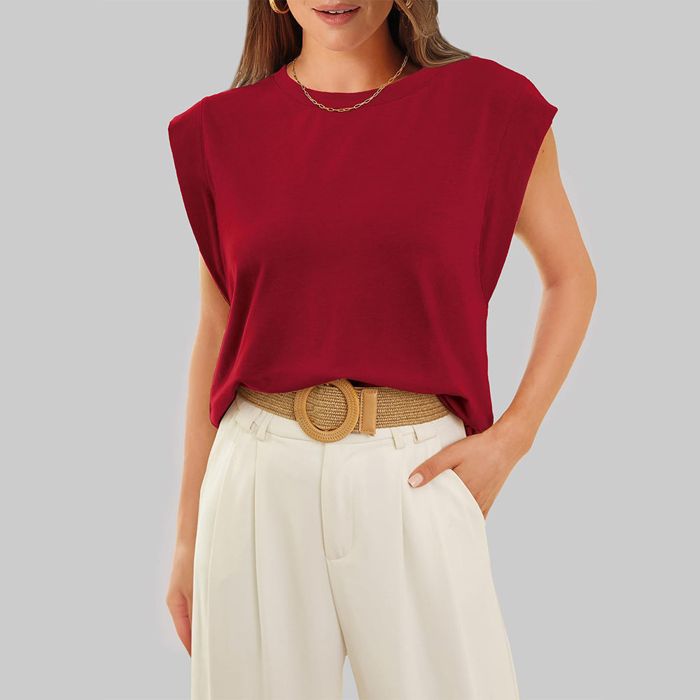 Valenzora | Women's Spring and Summer Round Neck Sleeveless T-Shirt