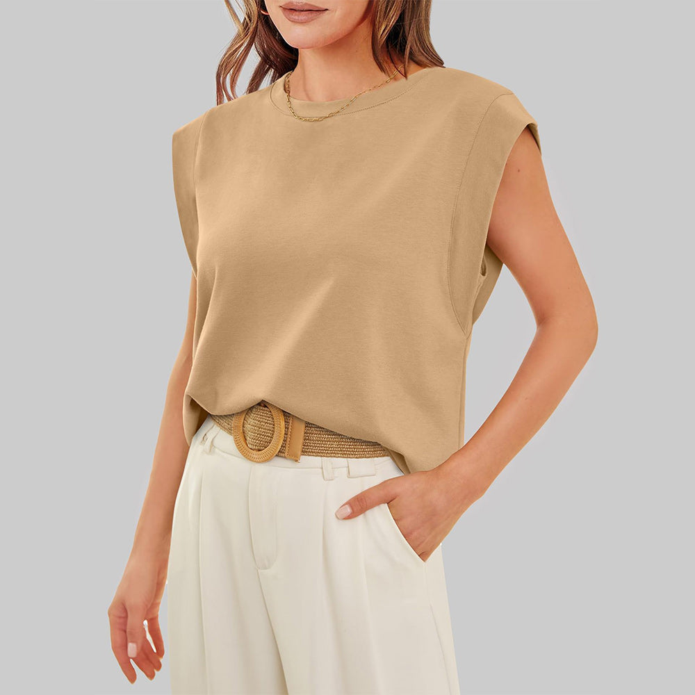 Valenzora | Women's Spring and Summer Round Neck Sleeveless T-Shirt