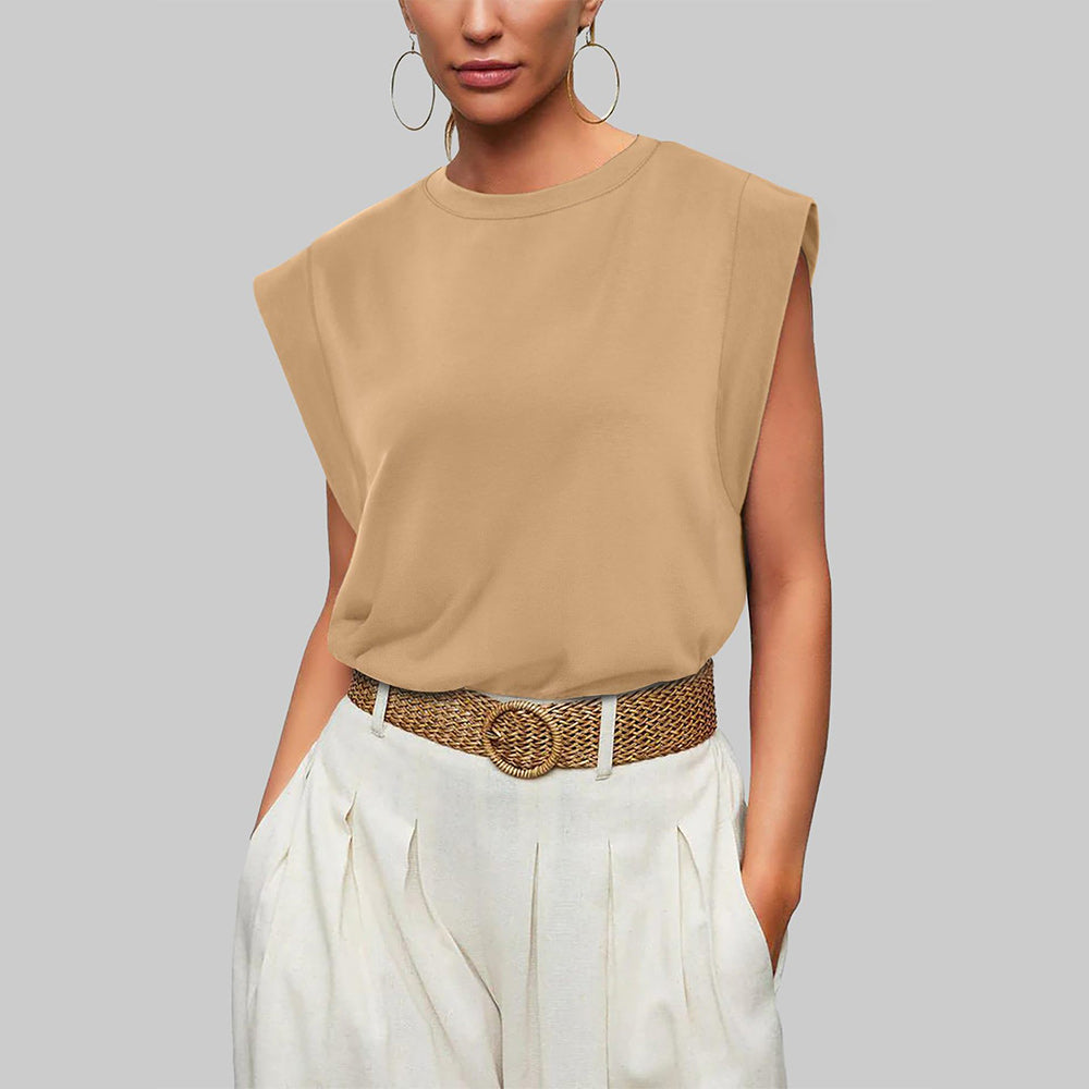 Valenzora | Women's Spring and Summer Round Neck Sleeveless T-Shirt