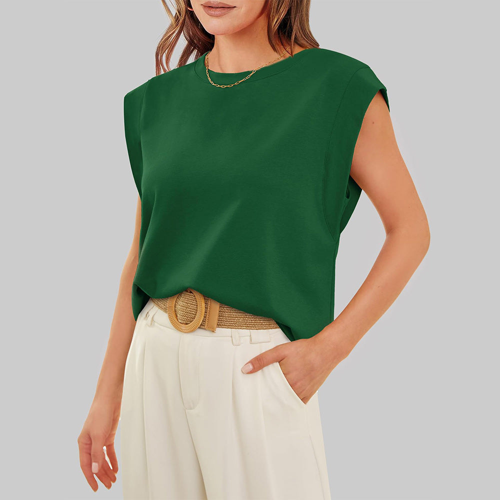 Valenzora | Women's Spring and Summer Round Neck Sleeveless T-Shirt