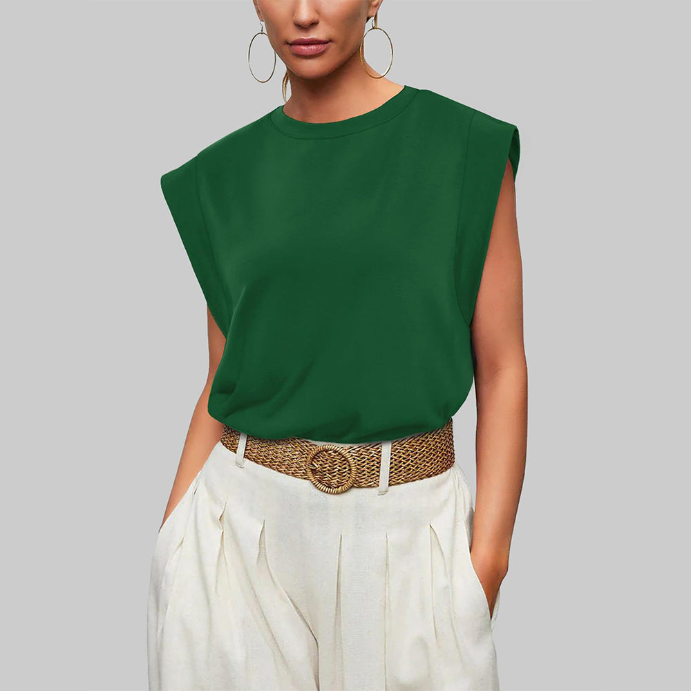 Valenzora | Women's Spring and Summer Round Neck Sleeveless T-Shirt
