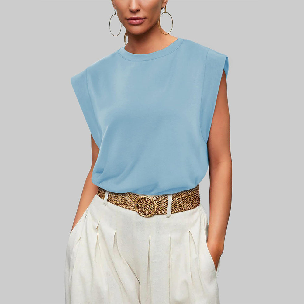 Valenzora | Women's Spring and Summer Round Neck Sleeveless T-Shirt