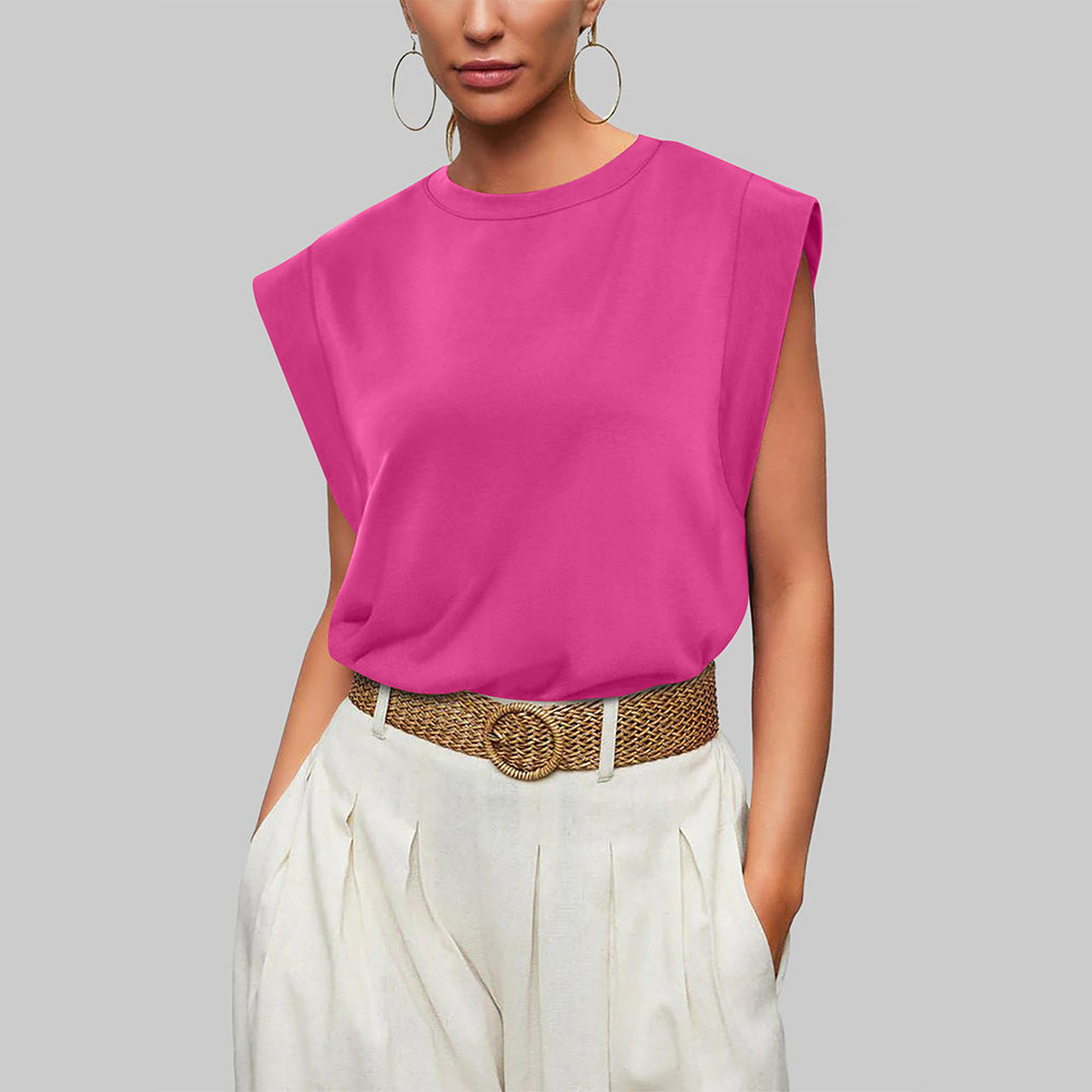 Valenzora | Women's Spring and Summer Round Neck Sleeveless T-Shirt