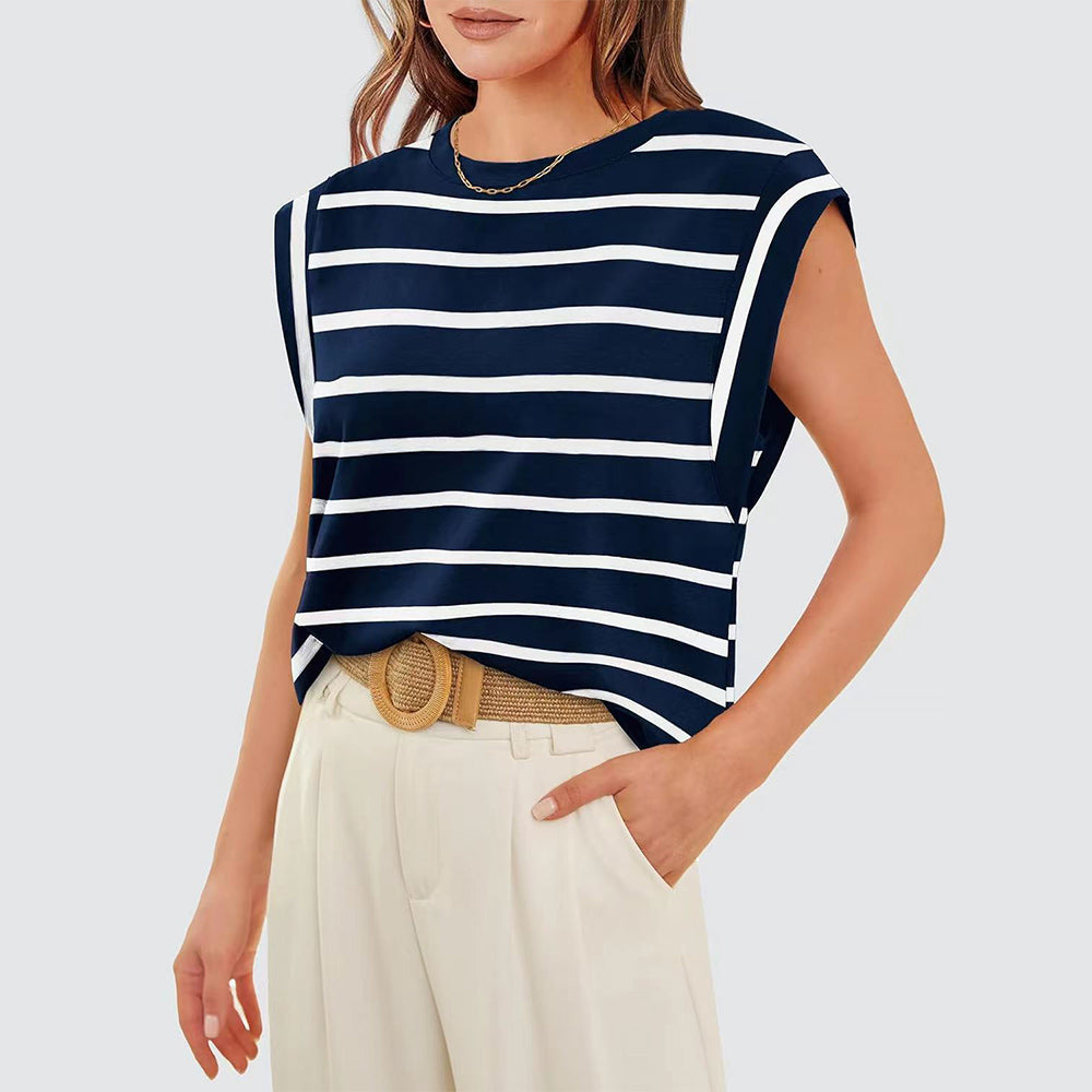 Valenzora | Women's Spring and Summer Round Neck Sleeveless T-Shirt