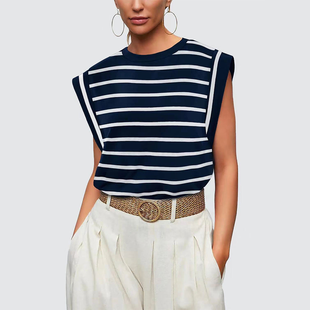 Valenzora | Women's Spring and Summer Round Neck Sleeveless T-Shirt