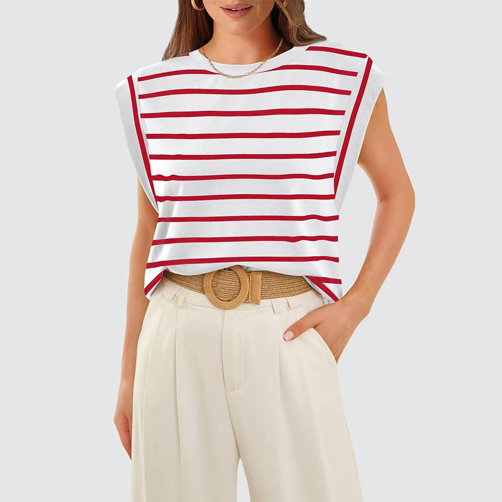 Valenzora | Women's Spring and Summer Round Neck Sleeveless T-Shirt