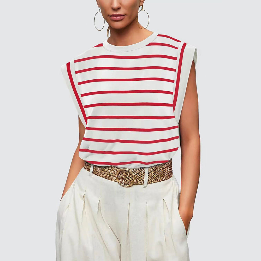 Valenzora | Women's Spring and Summer Round Neck Sleeveless T-Shirt