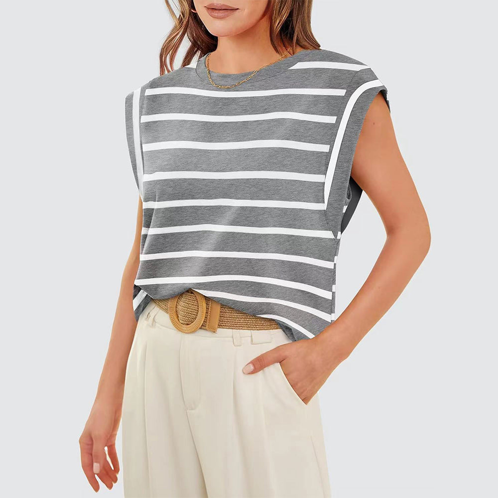 Valenzora | Women's Spring and Summer Round Neck Sleeveless T-Shirt
