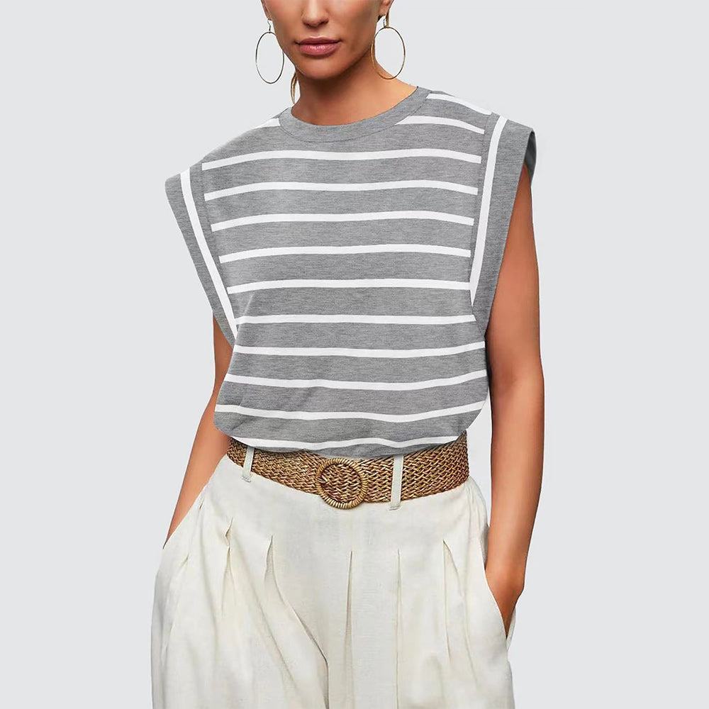 Valenzora | Women's Spring and Summer Round Neck Sleeveless T-Shirt