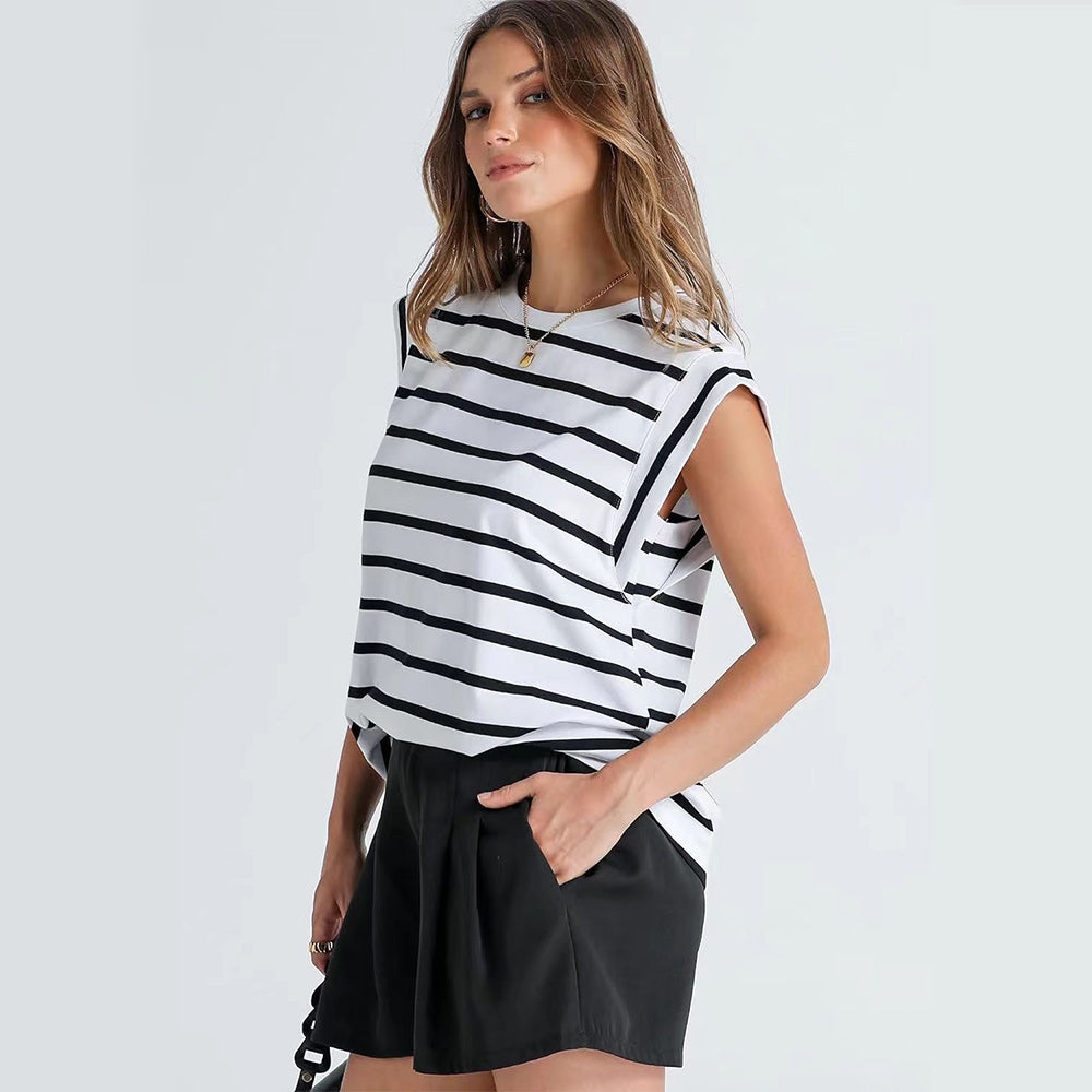 Valenzora | Women's Spring and Summer Round Neck Sleeveless T-Shirt