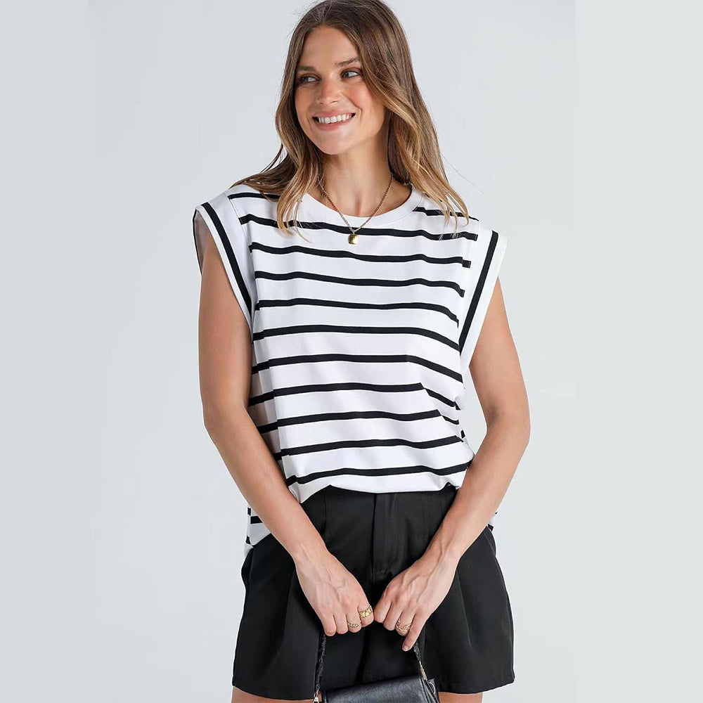 Valenzora | Women's Spring and Summer Round Neck Sleeveless T-Shirt