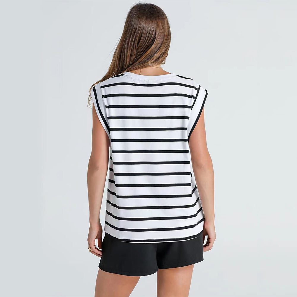 Valenzora | Women's Spring and Summer Round Neck Sleeveless T-Shirt