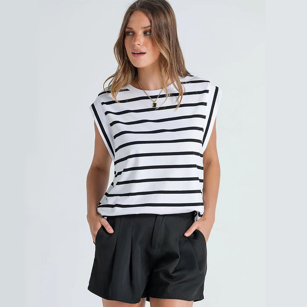 Valenzora | Women's Spring and Summer Round Neck Sleeveless T-Shirt