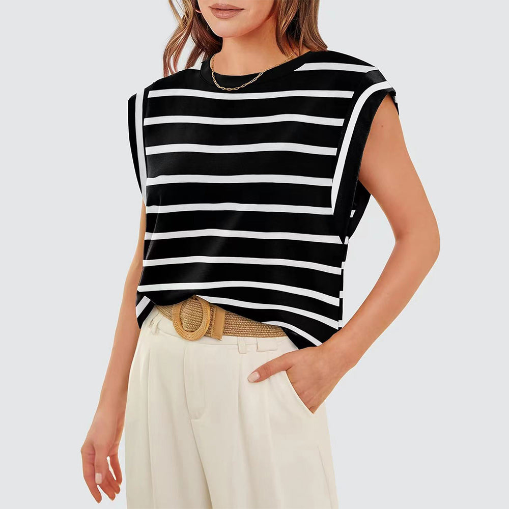 Valenzora | Women's Spring and Summer Round Neck Sleeveless T-Shirt