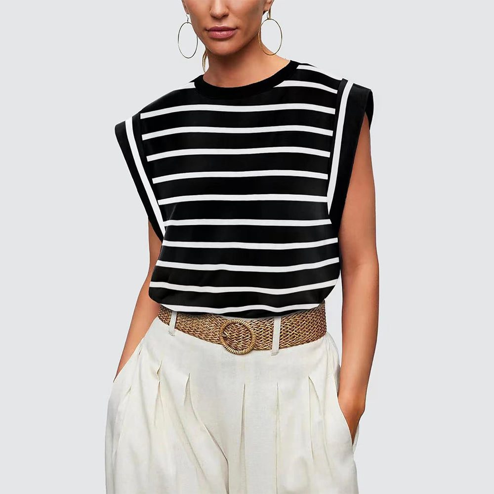 Valenzora | Women's Spring and Summer Round Neck Sleeveless T-Shirt