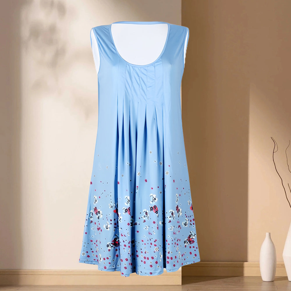 Valenzora | Ärmelloses, weit geschnittenes Kleid mit Blumenmuster