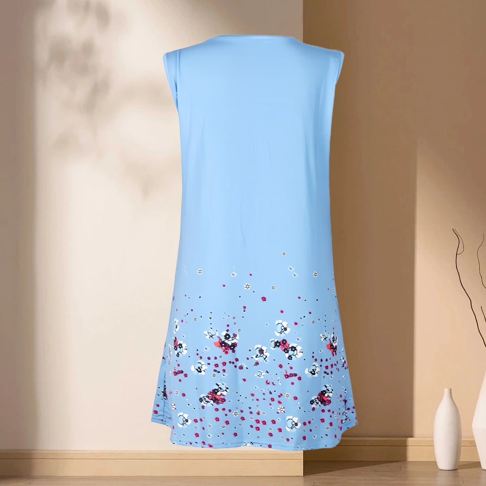 Valenzora | Ärmelloses, weit geschnittenes Kleid mit Blumenmuster