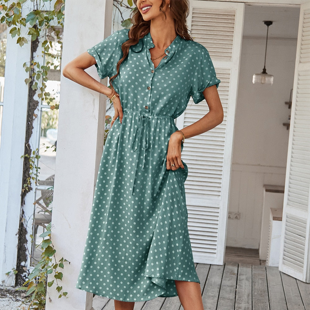 Valenzora | Polka Dot Midi Dress