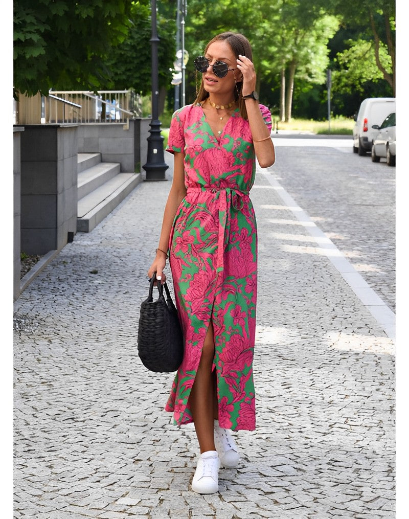Valenzora | V-neck wrap maxi dress