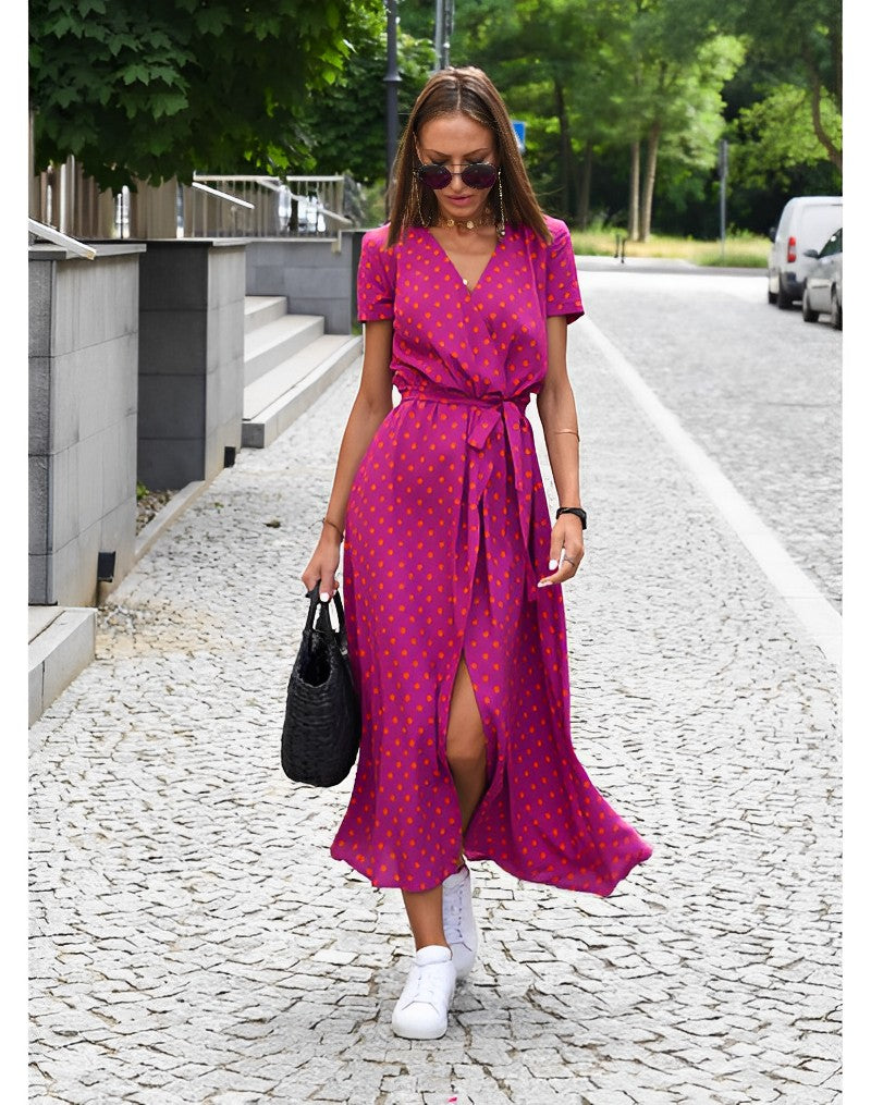 Valenzora | V-neck wrap maxi dress