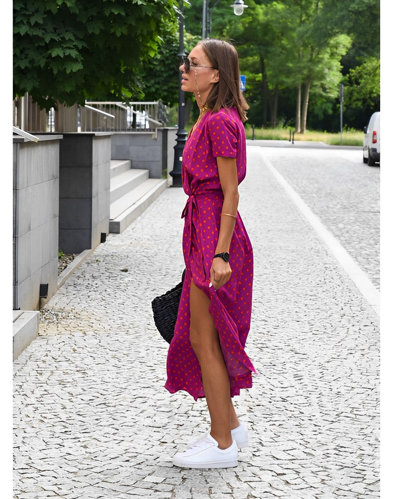Valenzora | V-neck wrap maxi dress