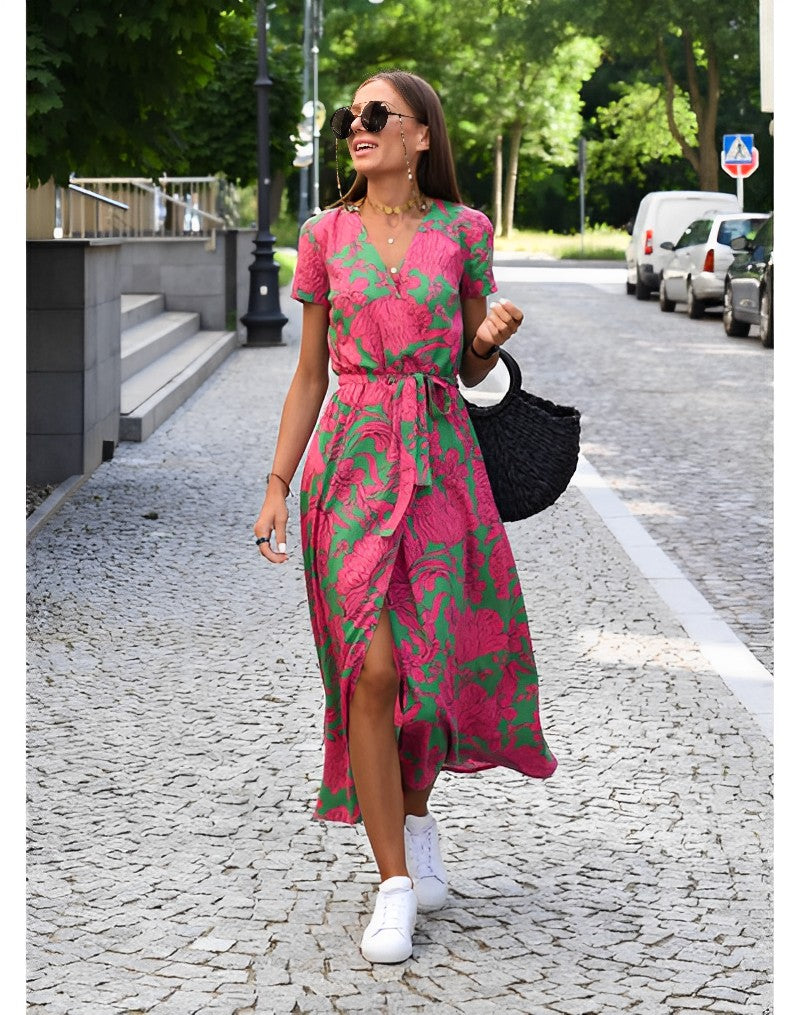 Valenzora | V-neck wrap maxi dress