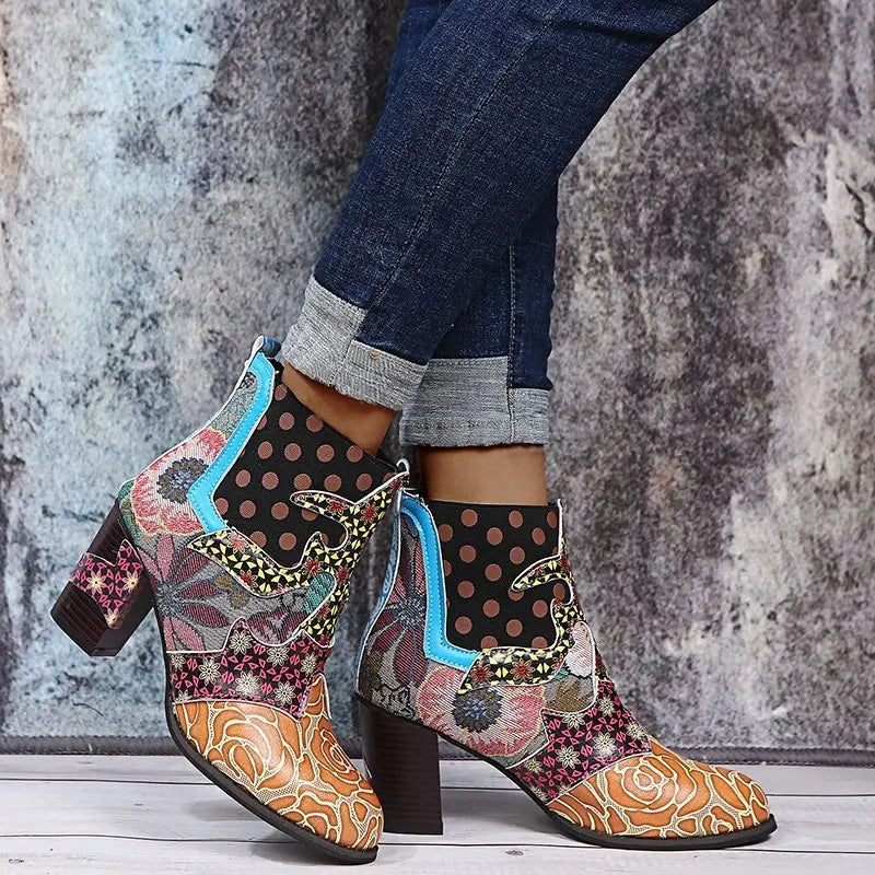 Valenzora | Colorful patchwork ankle boots