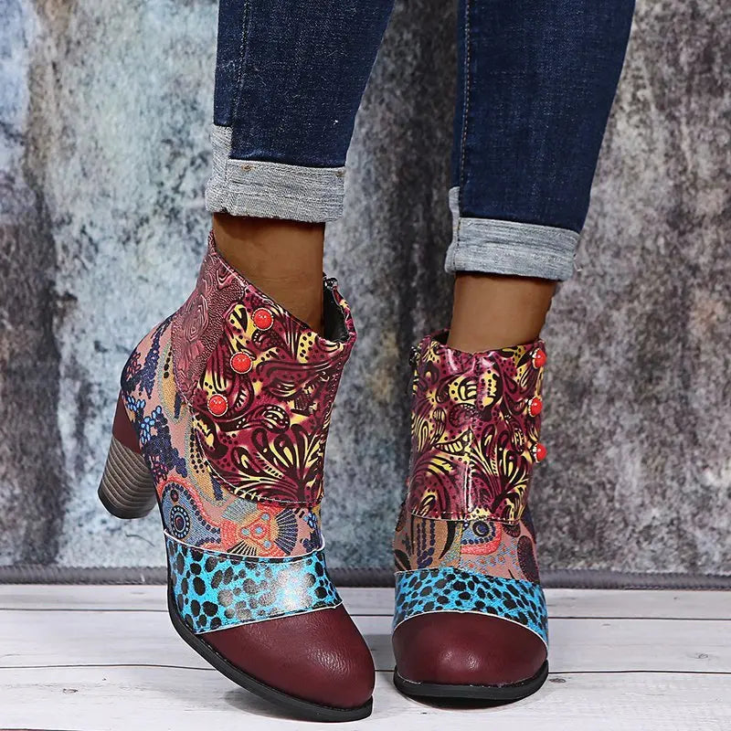 Valenzora | Colorful patchwork ankle boots