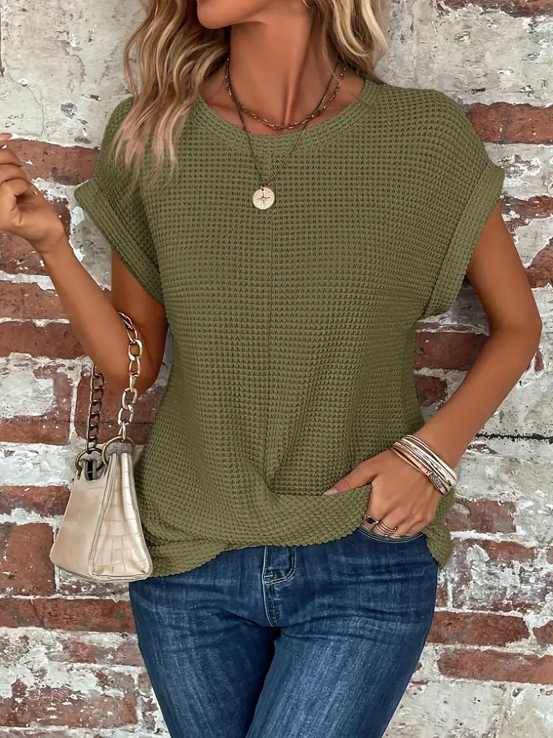 Valenzora | Casual textured knitted T-shirt for women