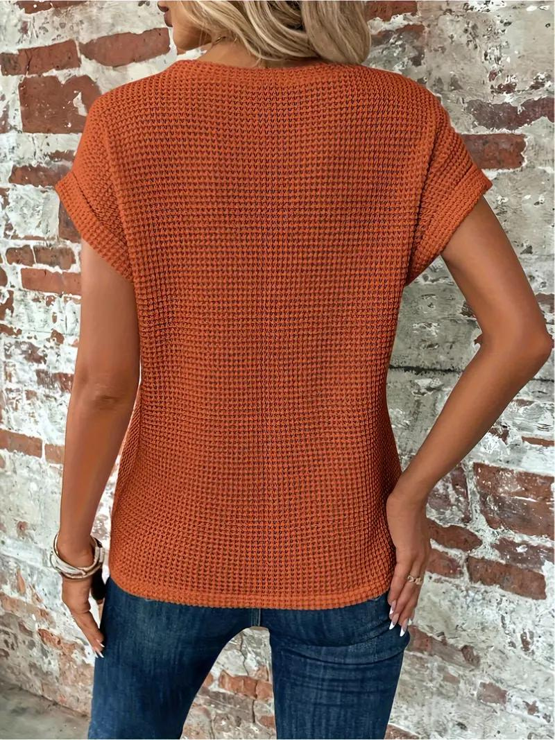 Valenzora | Casual textured knitted T-shirt for women