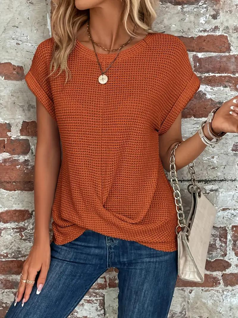 Valenzora | Casual textured knitted T-shirt for women