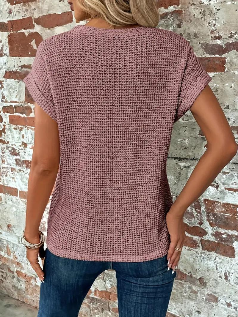 Valenzora | Casual textured knitted T-shirt for women