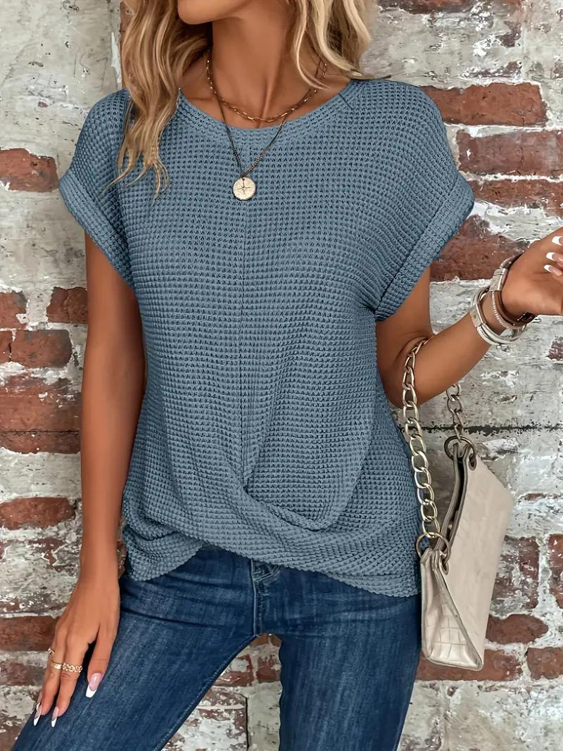 Valenzora | Casual textured knitted T-shirt for women