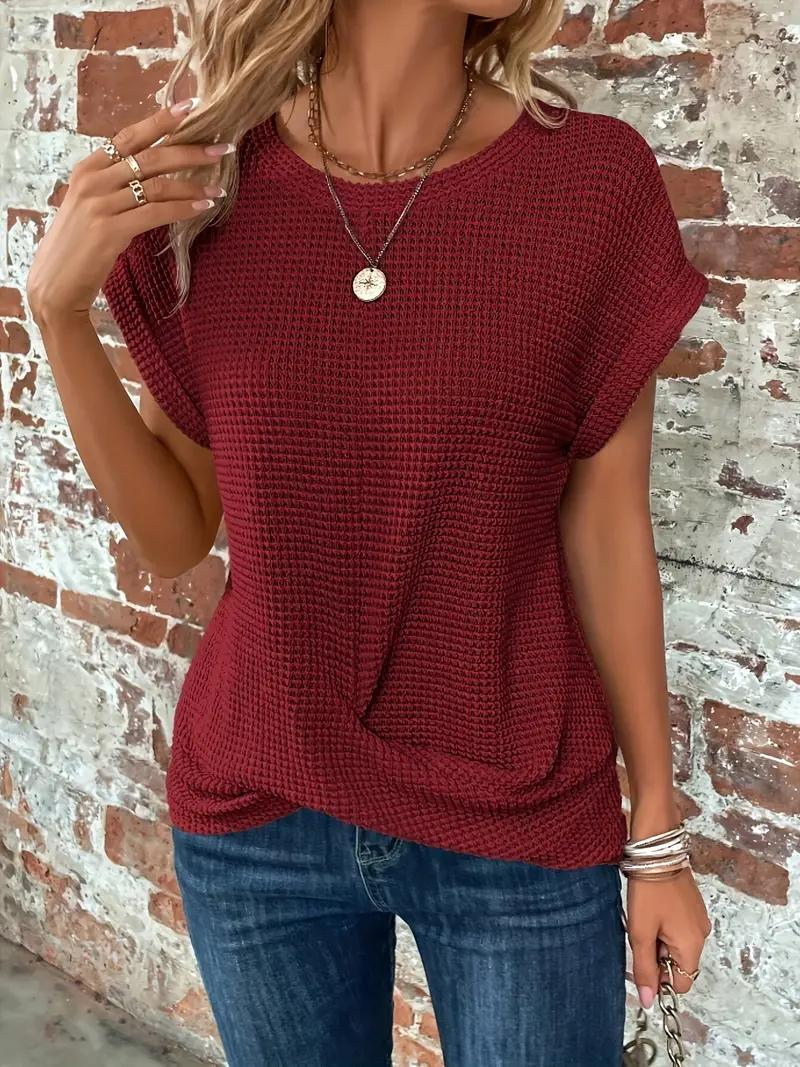 Valenzora | Casual textured knitted T-shirt for women